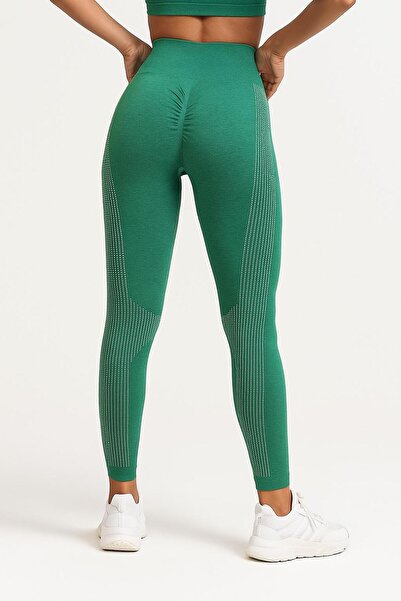 Meralles Kadın Push Up Yeşil Kalçası Büzgülü Yüksek Bel Spor Fitness Seamless...