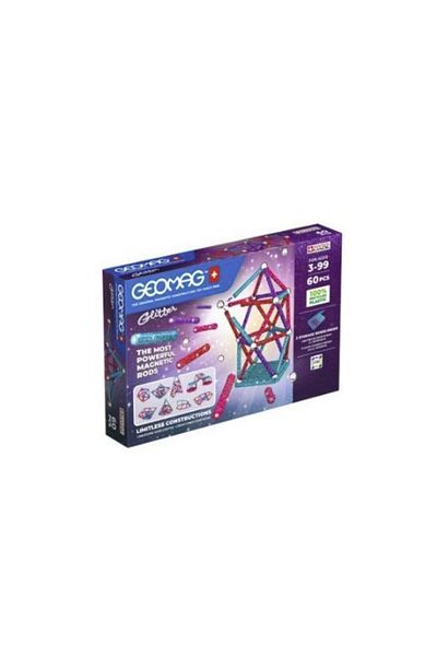 GEOMAG Construction Set, Glitter Recycled, 60 Pieces