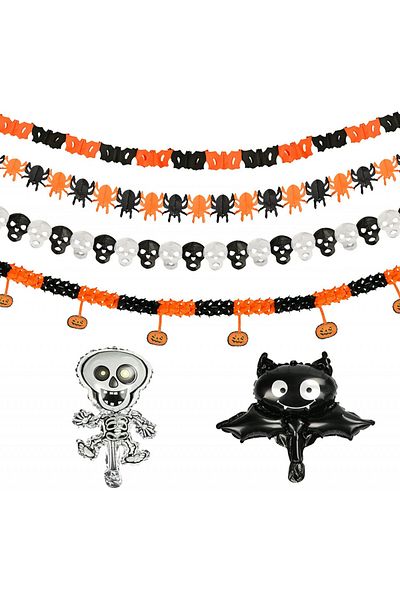 KATELUO Set of 6 Halloween decorations KATELUO, paper/foil, white/black/orange