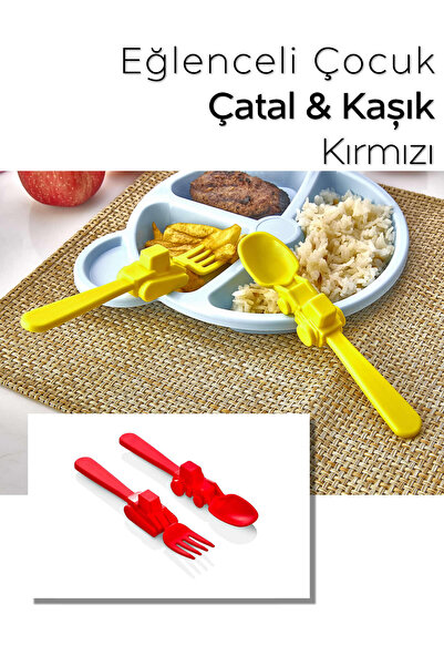 ARVALE Eğlenceli Dozer Tasarım Çocuk Çatal & Kaşık Seti
