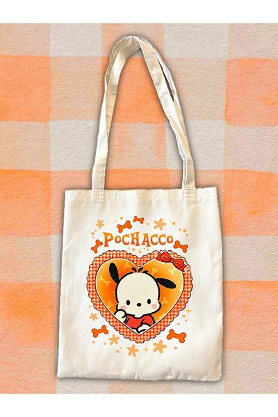 westartic Pochacco (Sanrio) Hello Kitty Tote υφασμάτινη τσάντα ώμου από καμβά
