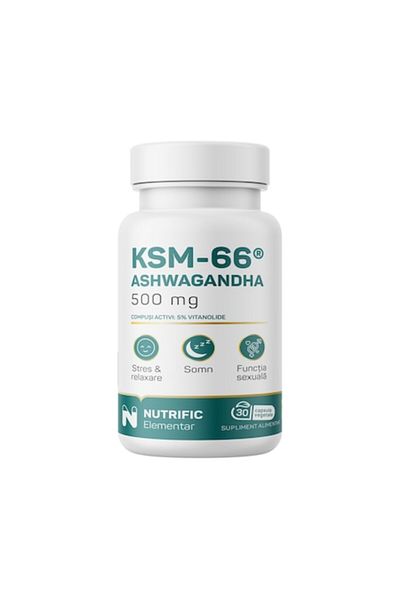 NUTRIFIC Supplement Ashwagandha KSM66 500mg, 30 Vegetarian Capsules, Nutrific