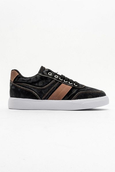 CCWAY AYAKKABI Men's Lace-Up Denim Sports Shoes Black White
