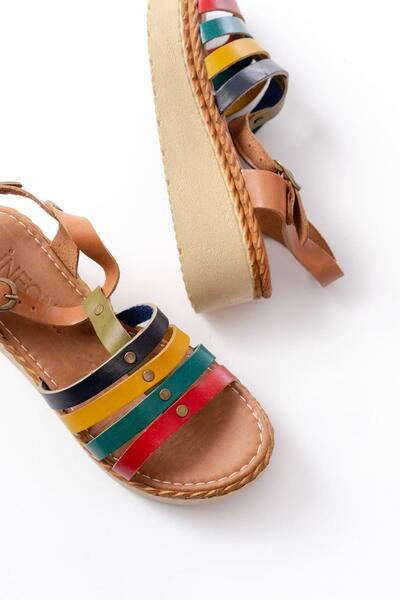 Aymood 730-142 Multi Genuine Leather Orthopedic Sole Women's Sandals