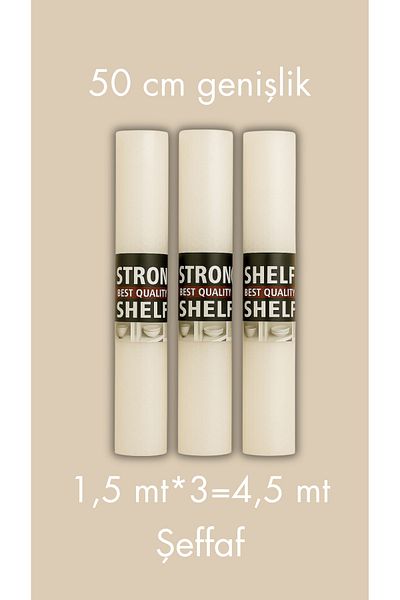 ESTRON 50 cm 1.5 Meters * 3 Pieces Transparent Color Non-Slip Cabinet Shelf Drawer Cover - Eva Material - Transparent