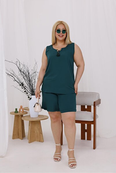 Siyezen Plus Size Cotton Lace Shorts Suit