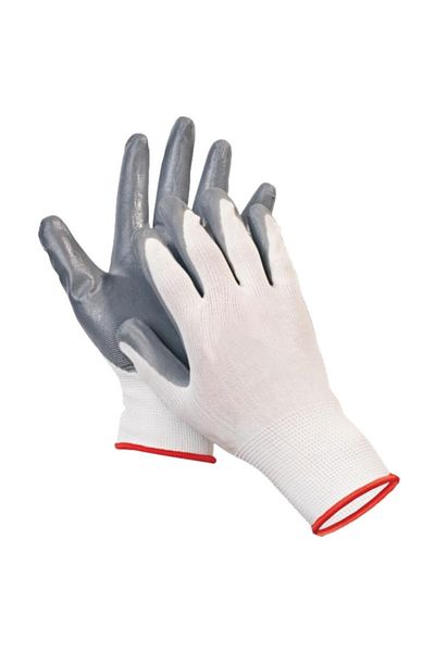 flores Universal protective gloves Flores FS-12444, textile and PVC material, white-gray