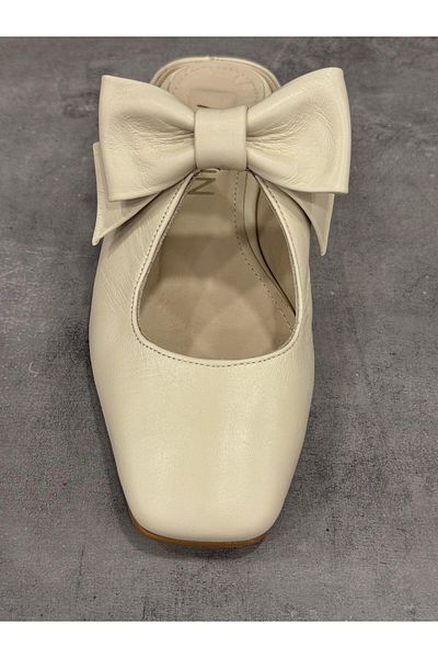 Akalın Akalin Handmade Genuine Leather Bow Slippers