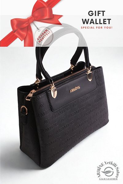 Armine Original Armine Premium Quality Women's Shoulder and Hand Bag Suitable for Daily Use Embossed Black +1 206