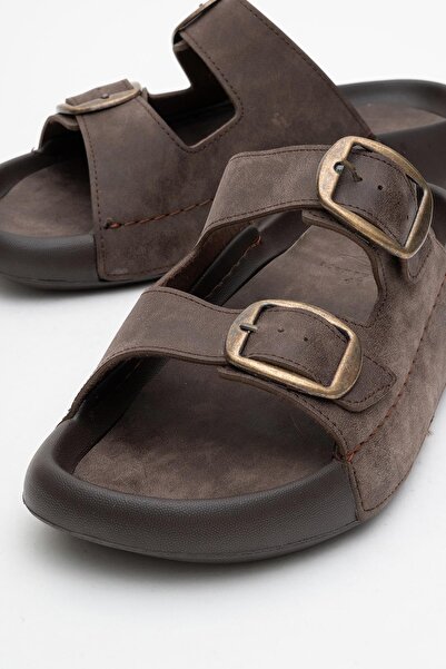 CCWAY AYAKKABI Ανδρικές παντόφλες με χρυσή αγκράφα ΚΑΦΕ