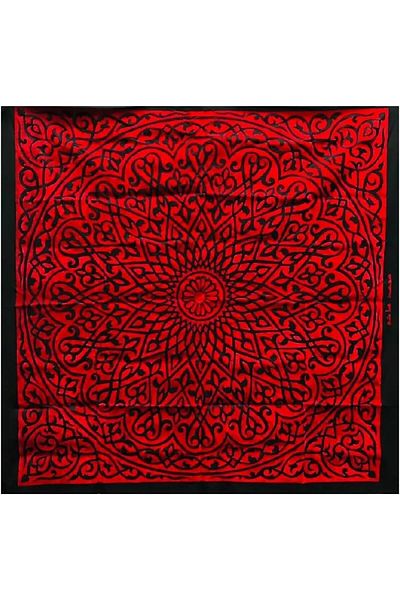 Generic Cloth Velvet and Lecra Fabric Tablecloth Egyptian (Red & Black)