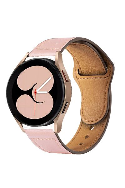 O Ozone Samsung Galaxy Watch 4 40mm 44mm/Classic/Active 2 40mm 44mm | Leather Wristband Strap | Pink