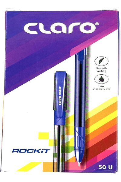 RAHALIFE HOME SOLUTION Claro Rockit Ball Pen 0.7mm | Blue Ink | Smooth Writing | Pack of 50 Pens