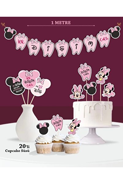 abjad İlk Dişim Çıktı Pink Minnie Mouse Temalı - Diş Buğdayı Seti