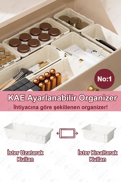 Fesya Home KAE No:1 Επεκτάσιμος Οργανωτής Μακιγιάζ - Ρυθμιζόμενος Αρθρωτός Οργανωτής Συρταριού