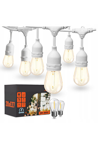 SML Ghirlandă luminoasă de exterior 20m cu 20 becuri IP44 extensibilă + 2 bec...