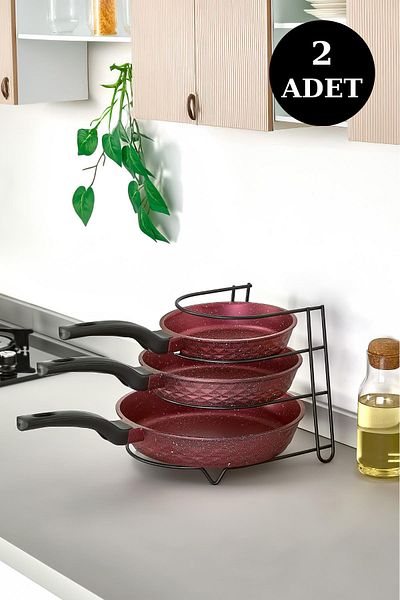 İLİVA 2 Pieces 4 Tier Pan Pot Organizer Inside Cabinet