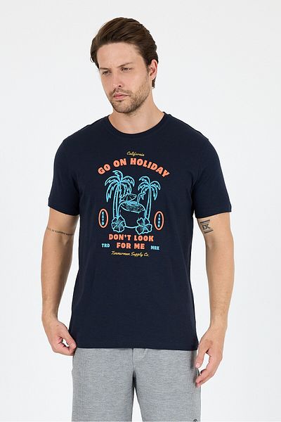 Rodi Men's Go on Holiday Printed T-Shirt – 100% Cotton – Crew Neck Short Sleeve Casual Men's T-Shirt 0008