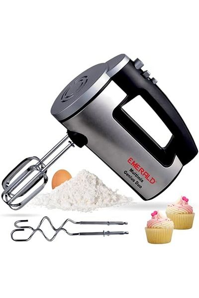 EMERALD Hand Mixer 300 Watts, 6 Speed, Pulse Button, Beater & Dough Hooks Included