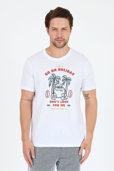 Rodi Men's Go on Holiday Printed T-Shirt – 100% Cotton – Crew Neck Short Sleeve Casual Men's T-Shirt 0008