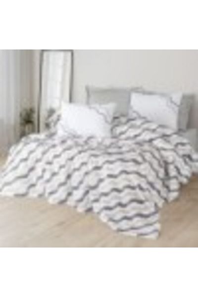 Cotton Box Duvet cover 230x250cm with bed sheet and pillowcases, embossed embroidery, Eldon Grey