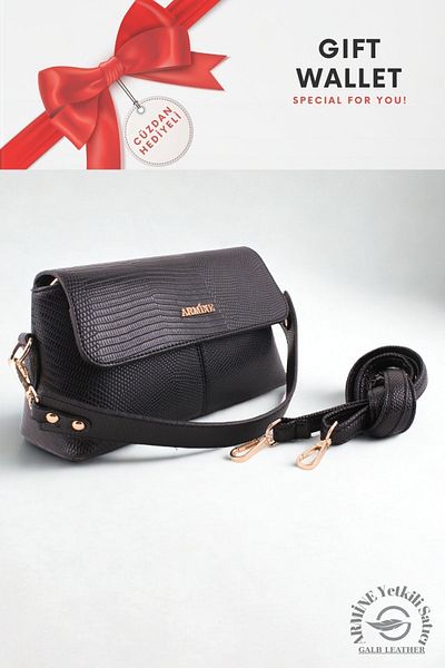 Armine Original Armine Premium Quality Women's Shoulder and Hand Bag Suitable for Daily Use Black Crocodile +1 347