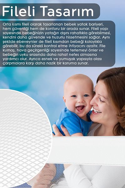 Meleni Baby 180 cm Mega Baby Safety Barrier - Heightened Protective Barrier Folding Bed Rail White
