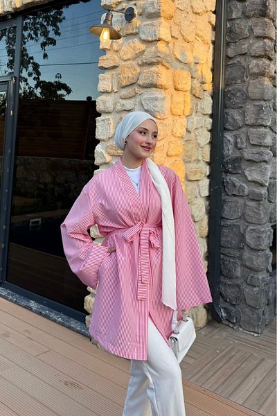 lurex moda Striped Kimono