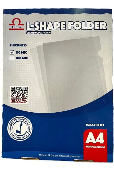 RAHALIFE HOME SOLUTION A4 L-Shape Folder | 150 Micron | Clear | 100 Pcs Pack | 210mm x 297mm