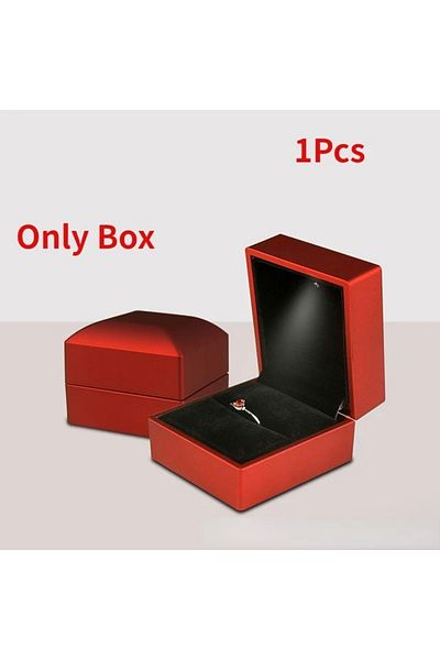 Choice 65x60x50mm Red 2025 Ring Box With LED Light Jewelry Diamond Ring Box Storage Wedding Ring Box Jewelr