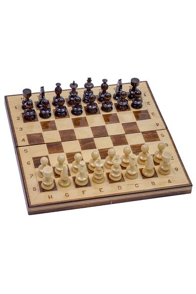 ROmde ROmde™ Wooden Chess and Backgammon Game, 32x32 cm, Brown with White, Alphanumeric Numbered