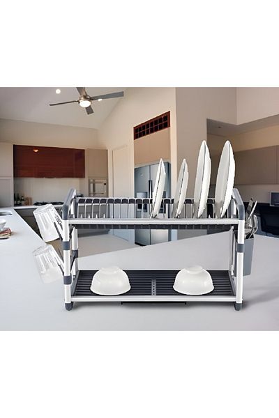 Parfait Durable High Quality Aluminium Dish Rack Silver and Grey