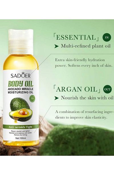 SADOER Anti-Wrinkle Body Oil with Miracle Moisturizing Avocado Oil 100ml