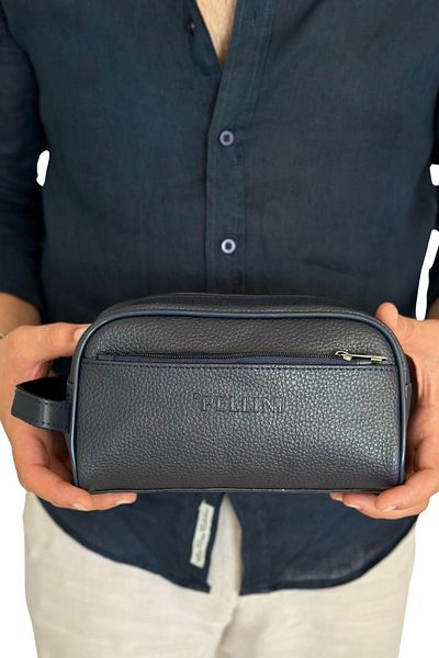 By Pellini Men's Faux Leather Handbag Navy Blue