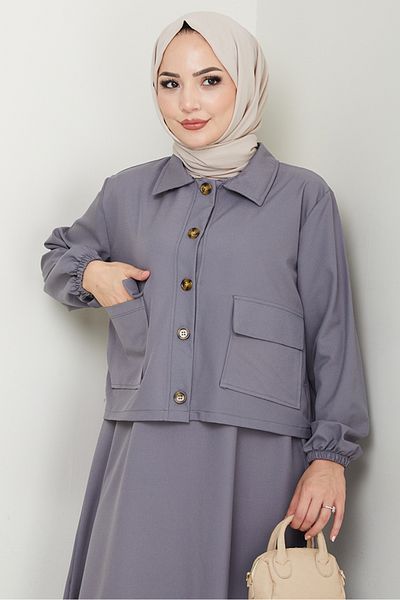 Bestenur Faylin Jacket Dress Double Suit 1565 - Gray
