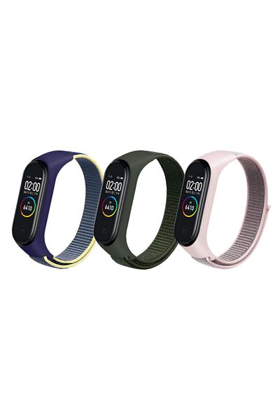 O Ozone Nylon Straps | Xiaomi Mi Band 7 / 6 / 5 | Pink Sand+Army Green+Ice Blue