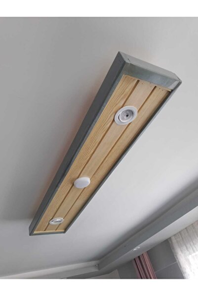 Tasarım Ahşap LED-SPOT panel aydınlatma, 25-30 cm gri çerçeveli ahşap tavan avize, 43 watt 3400 lümen