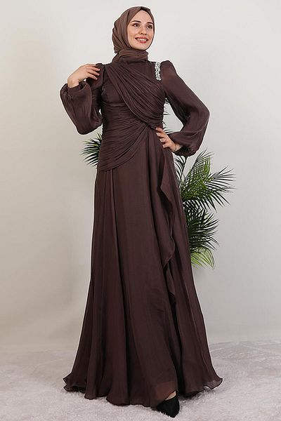 GİYZAMİLA Βραδινό φόρεμα Ilsu Hijab Bitter Brown
