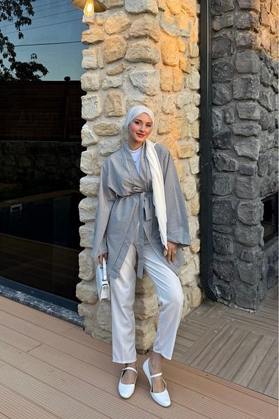 lurex moda Striped Kimono
