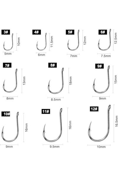 Generic 100 Pcs Octopus Hook Sport Circle Fishing Hooks High Steel Fishing Jig Hook Black Fishhooks-10 Sizes