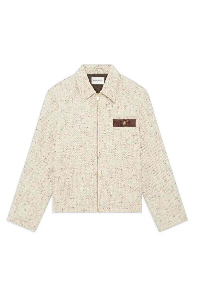American Rag Cie Ecru Fitted Tweed Jacket - Specially Designed for Men with S...