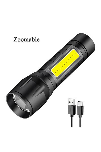 XIWANGFIRE 1PC With box Package B T6 COB Light Flashlight Rechargeable Portable LED Flashlight Built-in Battery