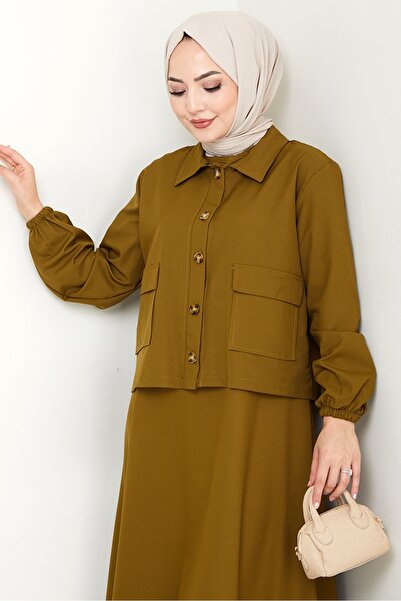 Bestenur Faylin Jacket Dress Double Suit 1565 - Fat Green