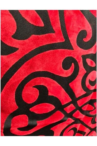 Generic Cloth Velvet and Lecra Fabric Tablecloth Egyptian (Red & Black)