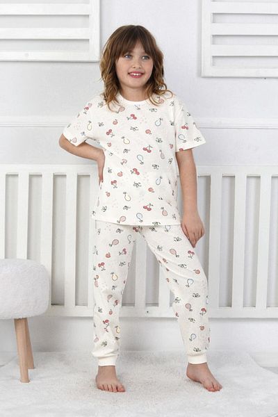 ZUZUNGA Short Sleeve Fruit Patterned Girls' Pajama Set