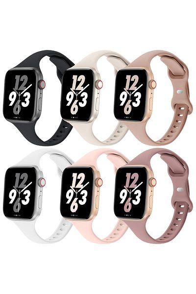 O Ozone 6 Pack Slim Thin Bands For Apple Watch 38mm 40mm 41mm -MultiColor1