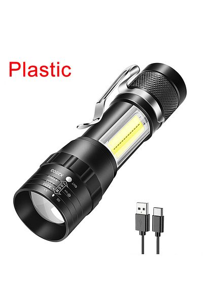 XIWANGFIRE 1PC No box Package C T6 COB Light Flashlight Rechargeable Portable LED Flashlight Built-in Battery Z