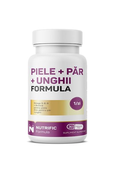 NUTRIFIC Supliment alimentar pentru piele, păr, unghii Formulă, 30 capsule moi, Nutrific
