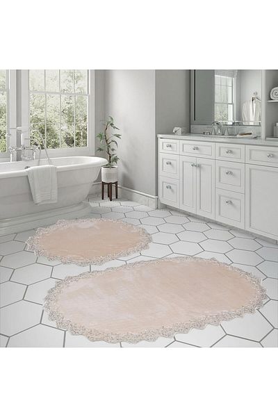 DECORA CASA HOME COLLECTİON Σετ μαλακό χαλάκι μπάνιου που πλένεται με αντιολισθητική βάση 2 (60x100) και (50x60)