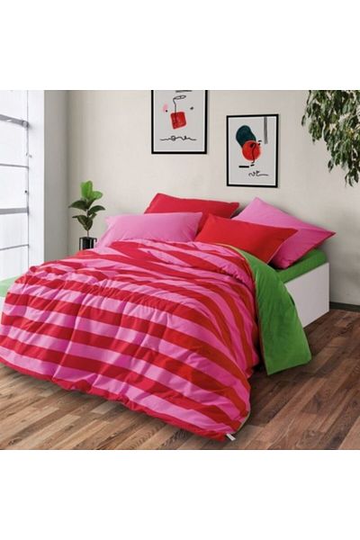 Cozy Home Lenjerie pat dublu bumbac ranforce, cearceaf pilota 200x220cm, Cozy Home, Cherie dungi